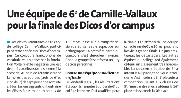 Télégramme du 14 avril 2021